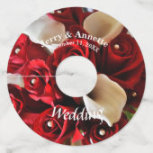 レッドローズエレガントフローラ金ゴールド結婚ボール ワイングラスタグ (裏面)