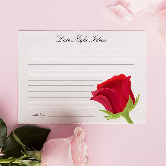 レッドローズエレガントブライダルシャワーデイトナイトアイディア エンクロージャーカード