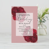 レッドローズエレガント結婚式招待状 – ロマンチック 招待状 (スタンド正面)