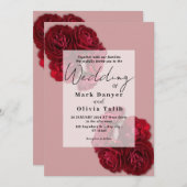 レッドローズエレガント結婚式招待状 – ロマンチック 招待状 (正面/裏面)