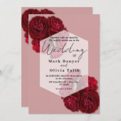 レッドローズエレガント結婚式招待状 – ロマンチック 招待状 (正面/裏面)