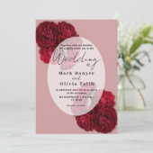 レッドローズエレガント結婚式招待状 – ロマンチック 招待状 (スタンド正面)