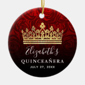 レッドローズエレガント金ゴールドクラウンキンセアニェラ セラミックオーナメント (正面)