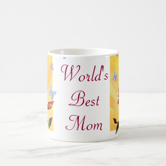 レッドローズオンイエローワールド最高のママママグ コーヒーマグカップ (中央)
