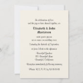 レッドローズオンクリームバラ花びら誓の更新 招待状 (裏面)