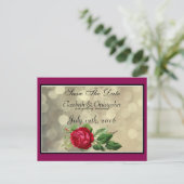 レッドローズオンゴールデン《写真》ぼけ味結婚式の日付を保存 案内ポストカード (スタンド正面)