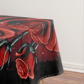 レッドローズオンブラックアー素晴らしトパーティー テーブルクロス (インサイチュ)