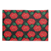 レッドローズオンブラックピラロケース 枕カバー (裏面)