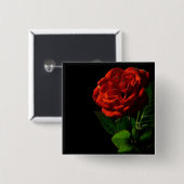 レッドローズオンブラックフローラ 缶バッジ (正面&裏面)