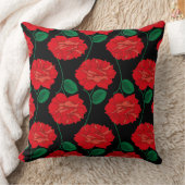 レッドローズオンブラック クッション (ブランケット)