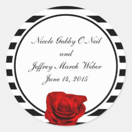 レッドローズオンブラック&ホワイトストライプズ結婚ズ ラウンドシール