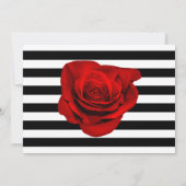 レッドローズオンブラック&ホワイトストライプリハーサルディナー 招待状 (裏面)