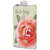 レッドローズオンホワイトとライム水玉模様フラスコ フラスク (左)