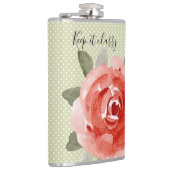 レッドローズオンホワイトとライム水玉模様フラスコ フラスク (右)