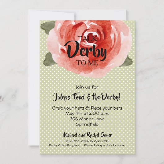 レッドローズオンライムダービーパーティの招待状 (正面)