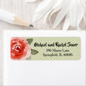 レッドローズオンライムドット差出人住所ラベル ラベル (インサイチュ)