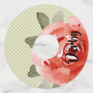 レッドローズオンライムドット ワイングラスタグ