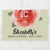 レッドローズオンライムブライダルシャワーミニ スパークリングワインラベル (シングルラベル)