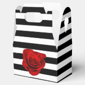 レッドローズオン白黒ストライプウェディングパーティーの好意 フェイバーボックス (オープン)