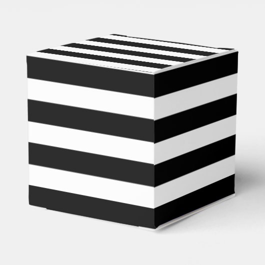 レッドローズオン白黒ストライプウェディングパーティーの好意 フェイバーボックス (裏面サイド)