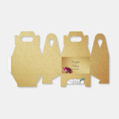 レッドローズオン金ゴールド結婚式の引き出物ボックス フェイバーボックス (折り畳みなし)