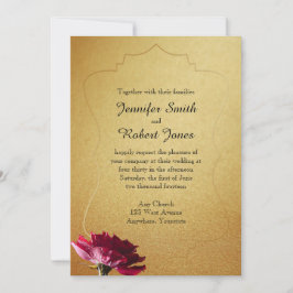 レッドローズオン金ゴールド結婚式招待状 招待状