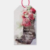 レッドローズカウボーイブーツウェスタン結婚式の引き出物ラベル ギフトタグ (正面)