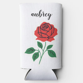 レッドローズカスタマイズ可能な名前 スリム缶クーラー