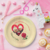 レッドローズカスタム記念日 ペーパープレート (パーティー)