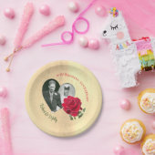 レッドローズカスタム記念日 ペーパープレート (パーティー)