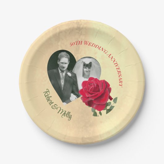 レッドローズカスタム記念日 ペーパープレート (正面)