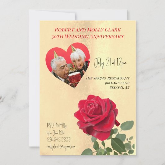 レッドローズカスタム記念日 招待状 (裏面)