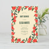 レッドローズカスタムQRコード赤ちゃんシャワー 招待状 (スタンド正面)
