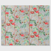 レッドローズガーデンフローラヴィンテージ ラッピングペーパー (フラット)