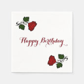 レッドローズキスkash002ハッピーバースデー スタンダードカクテルナプキン (正面)