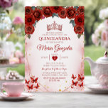 レッドローズキンセアニラバラ金ゴールドクラウンメキシコ 招待状<br><div class="desc">Red Roses Quinceaneraバラ金ゴールドクラウンメキシコ招待状Mis Quince 15 Anos,  16誕生日.</div>