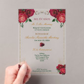 レッドローズキンセアニラフローラルアクリル招待状 アクリル招待状 (インサイチュ (ポータブル))