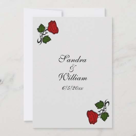 レッドローズクラシック結婚式招待状 招待状 (裏面)