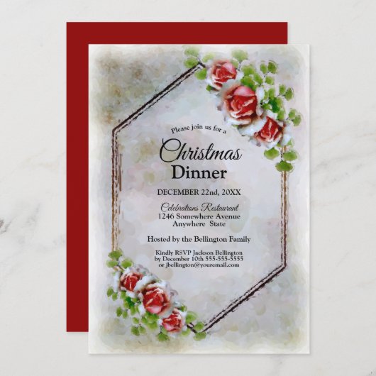 レッドローズクリスマスディナー 招待状 (正面/裏面)