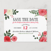 レッドローズクリスマスホリデーパーティー日付を保存 案内ポストカード (正面)