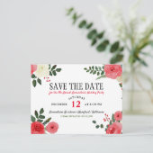 レッドローズクリスマスホリデーパーティー日付を保存 案内ポストカード (スタンド正面)