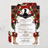 レッドローズクレストチャロウエスタンクリンエレガントス 招待状 (正面/裏面)