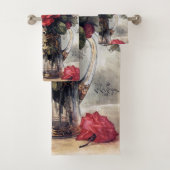 レッドローズクレマティフランスのスアーティストポールドゥロンプレ バスタオルセット (インサイチュ)