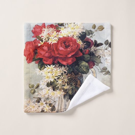 レッドローズクレマティフランスのスアーティストポールドゥロンプレ バスタオルセット (ウォッシュタオル)