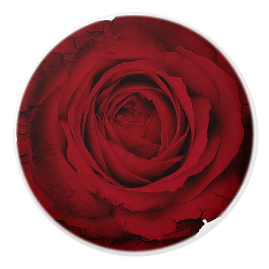 レッドローズグラムカスタムドレスサーキャビネットのノブ セラミックノブ (正面)