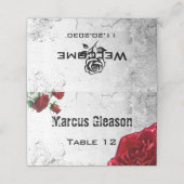 レッドローズグランジとテクスチャ結婚座席表 プレイスカード (外部開封)