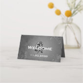 レッドローズグランジとテクスチャ結婚座席表 プレイスカード (裏面)