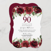レッドローズグリッターフローラ90thバースデーパーティー 招待状 (正面/裏面)