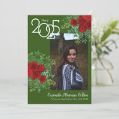レッドローズグリーン写真卒業発表 招待状 (スタンド正面)