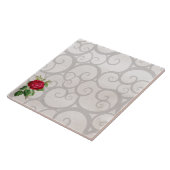 レッドローズグレーのカールの装飾 タイル (側面)